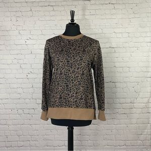Brown, tan and black leopard print long sleeve shirt.  Size small
